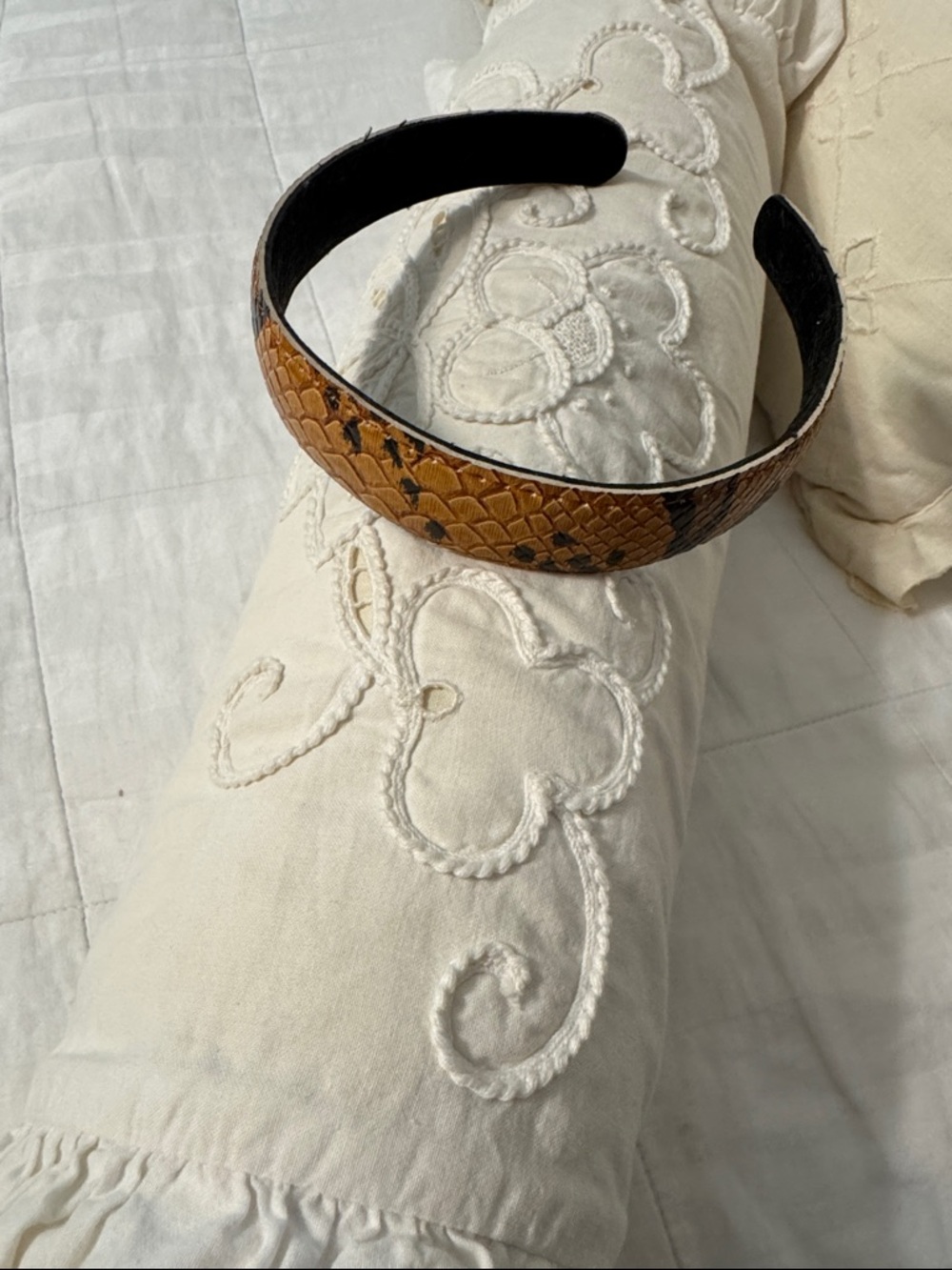 Brown Faux-Snake Skin Padded Headband